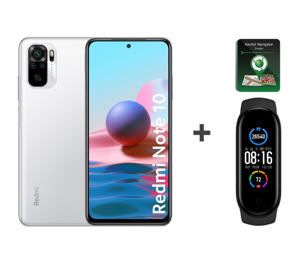 Xiaomi Redmi Note 10 4/64GB White+Mi Band 5+Navitel - 646879 - zdjęcie